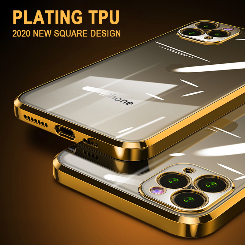 

Luxury Classic Square frame Plating Case on For iPhone 11 Pro Max 12 iphone x xs max xr 7 8 plus se 2020 Cases Soft Clear Cover