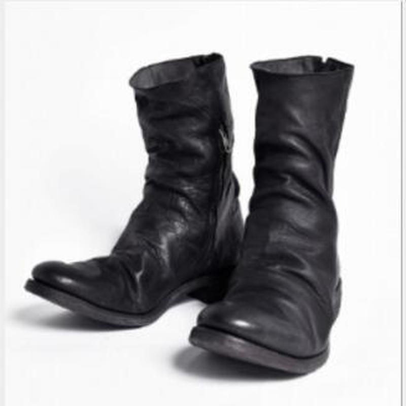 

Men male man plus size ankle boots matin shoe mens vintage PU leather low heels zapatos de hombres personlizar zapatos M0730, Black