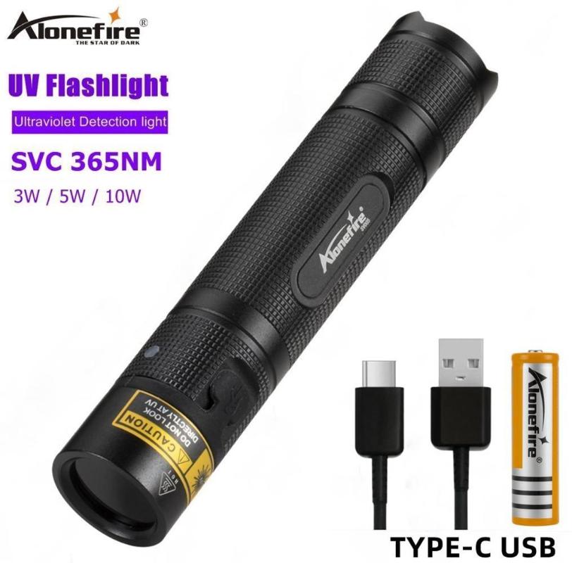 

Flashlights Torches AloneFire SV005 UV 365nm Ultra Violets Ultraviolet Invisible USB Torch Black Light Pet Urine Stains Detector Scorpion