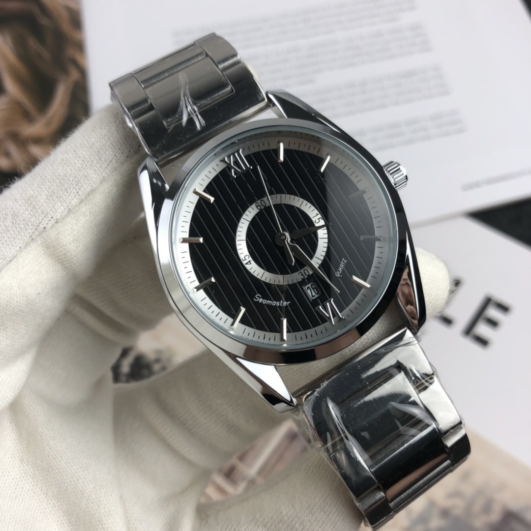 2020 New arrive high quality mens watches Three needle series Quartz Watch designer watches OMG Brand fashion Wristwatch steel strap seama-image-573847133