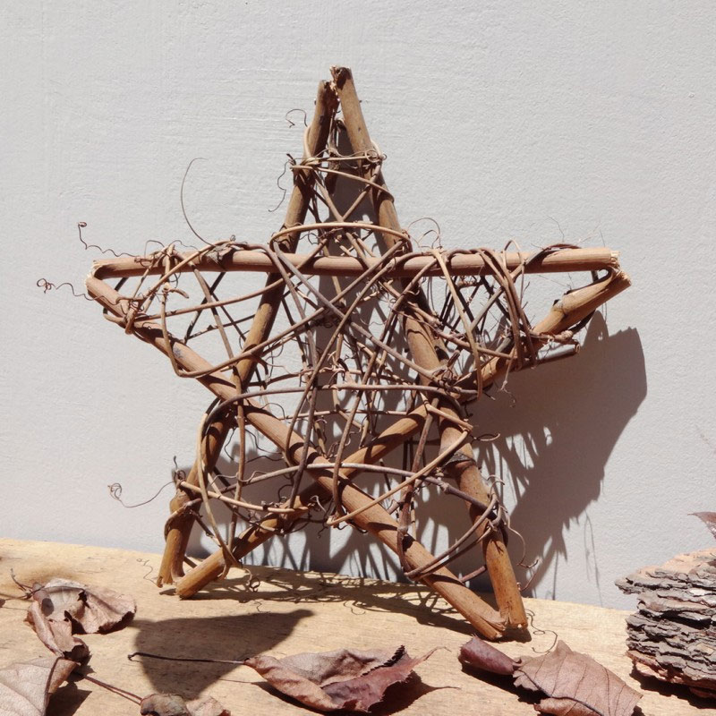 

Rattan Pentagram Shaped Wood Straw DIY Rattan Wreath Hanging Ornament Shop Home Garden Birthday Wedding Party Decoration, A-10cm