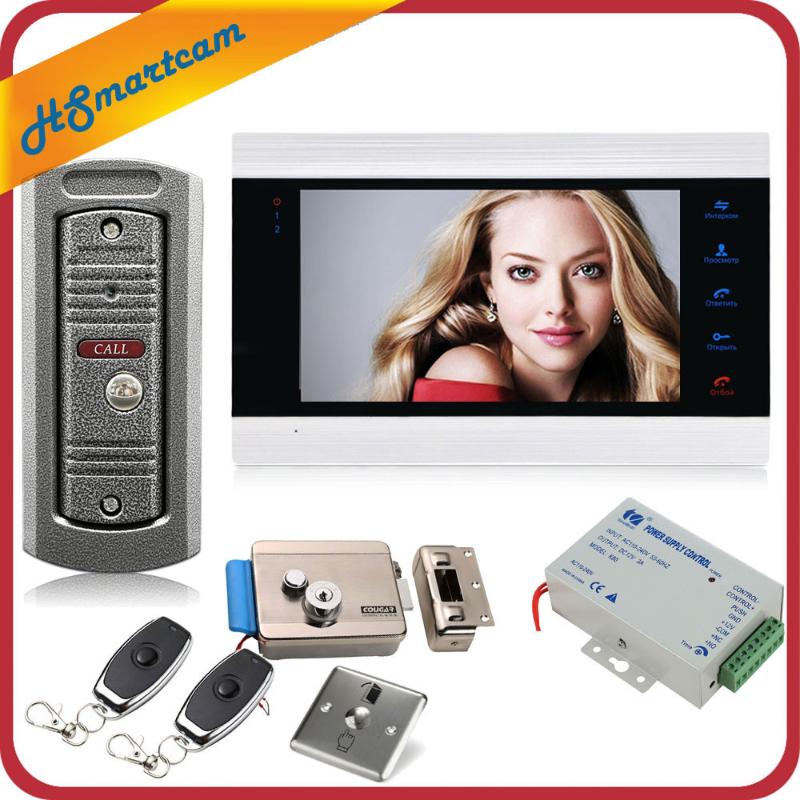

7 inch Video Doorbell Monitor Intercom With 1200TVL Outdoor Doorbell Camera Door Phone Intercom System Remote control Door Lock