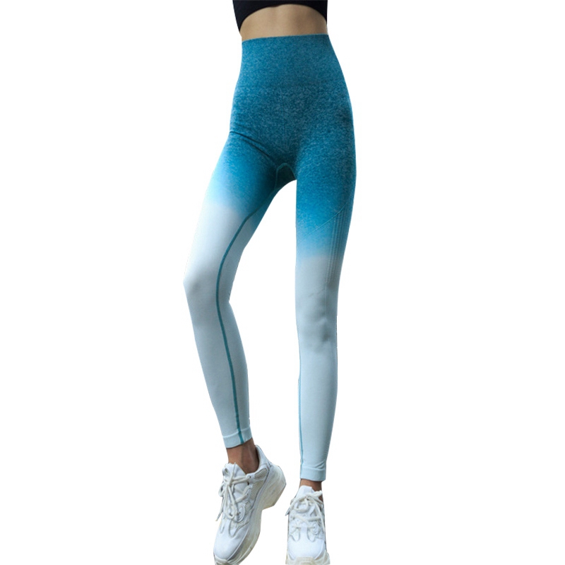 

Women Sports Gym Yoga Pants Compression Tights Seamless Pants Stretchy High Waist Run Fitness Leggings Hip Push Up, Blue