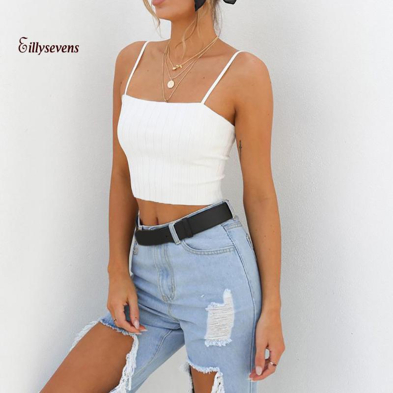 

2020 Summer Women Tank Top Sexy Crop Top Cotton Solid Tank Tops T-shirt Womens Slim Vest Off Shoulder Halter Ropa De Mujer, White