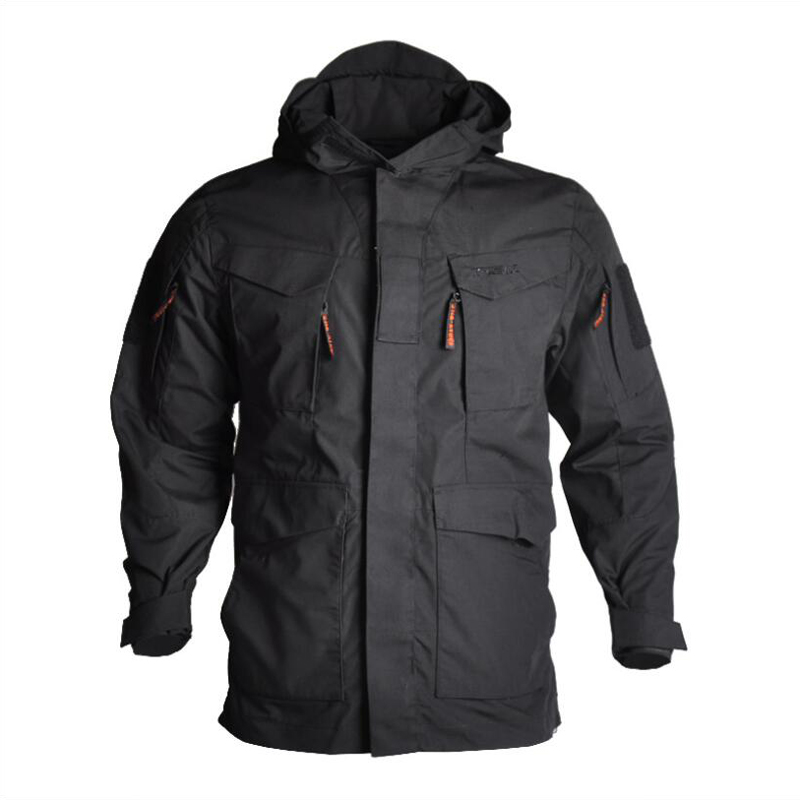 

M65 UK US Army Casual Tactical Jacket Men Waterproof Hooded Windbreaker Flight Pilot Coat Field Jacket Hunting Clothes, Black