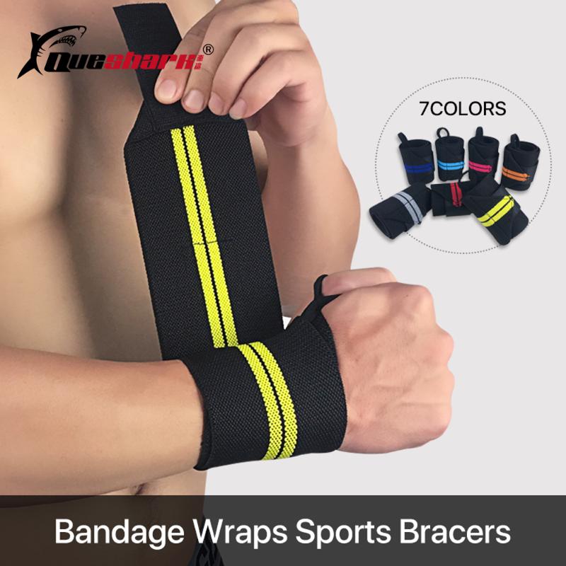 

2 Pcs Adjustable Wrist Support Elastic Weightlifting Wristbands Sports Fitness Powerlifting Training Wrist Wraps Bandages, Yellow