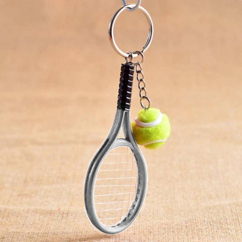 

Cute Sport Mini Tennis Racket Pendant Keychain Keyring Key Chain Ring Finder Holer Accessories Gifts for Teenager Fan
