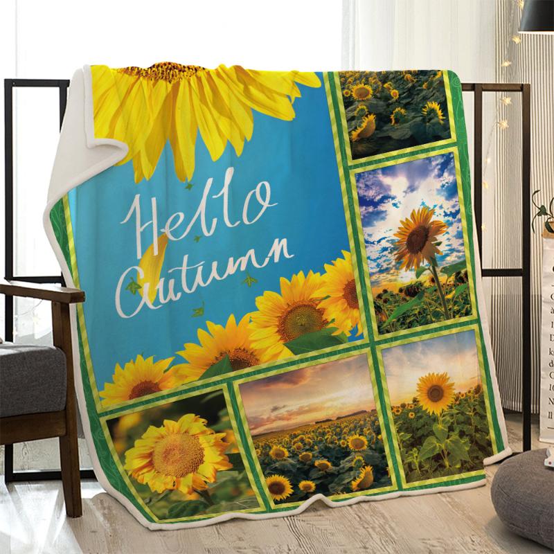 

Sunflower Throw blanket Printed Warm Weighted blankets for beds double layer Thickened Soft comfortable Home TZ-0007