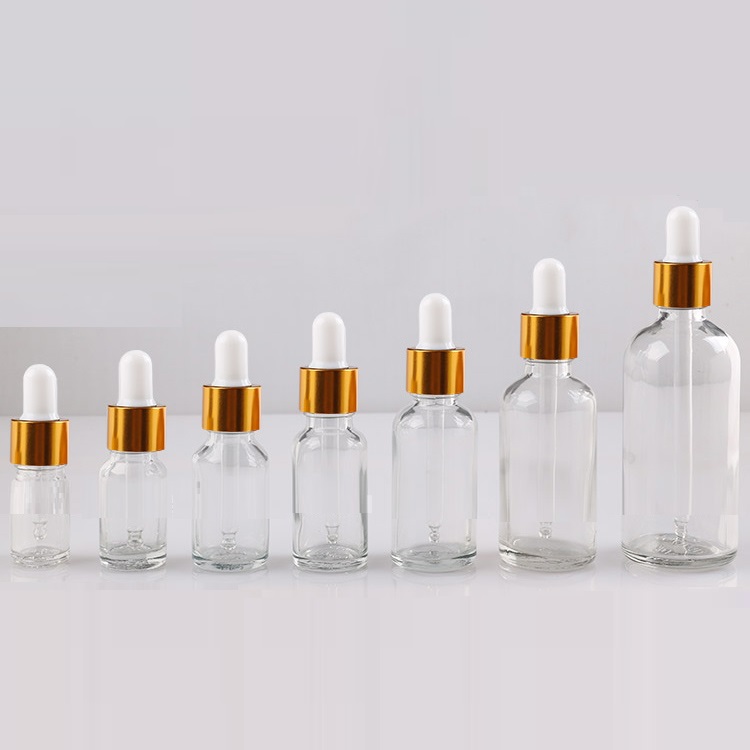 

New arrival 5ml,10ml,15ml,20ml,30ml,50ml,100ml Clear Glass bottles With Dropper,Empty Essential Oil Glass Vials White rubber