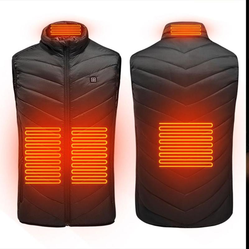 

Men Women Heated Jackets Outdoor Vest Coat USB Electric Battery Heating Hooded Jackets Warm Winter Thermal Clothing, Black