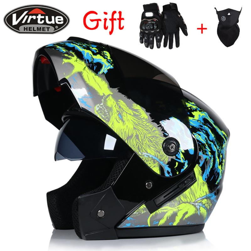 

2020 New Flip Up Racing helmet Modular Dual lens Motorcycle Helmet full face Safe helmets Casco capacete casque moto#, F2