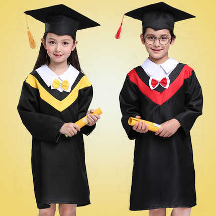 

Children's Performance Clothing Academic Dress Gown Kindergarten Dr. Cloth Graduated Bachelor Suits Dr. Cap Free Shipping, Yellow