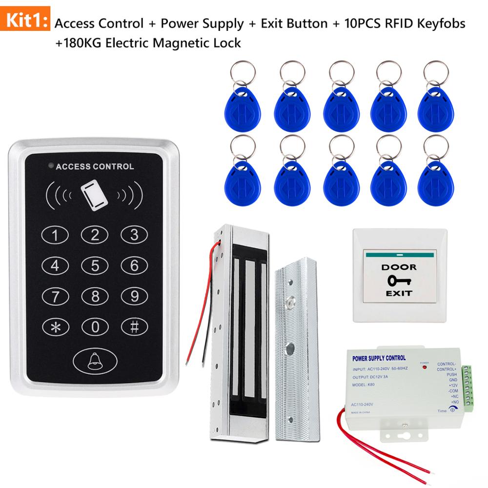 

Door Access Control System Kit RFID Access Control Keypad + Power Supply + Electric Magnetic Lock Bolt Strike Locks + 10pcs key