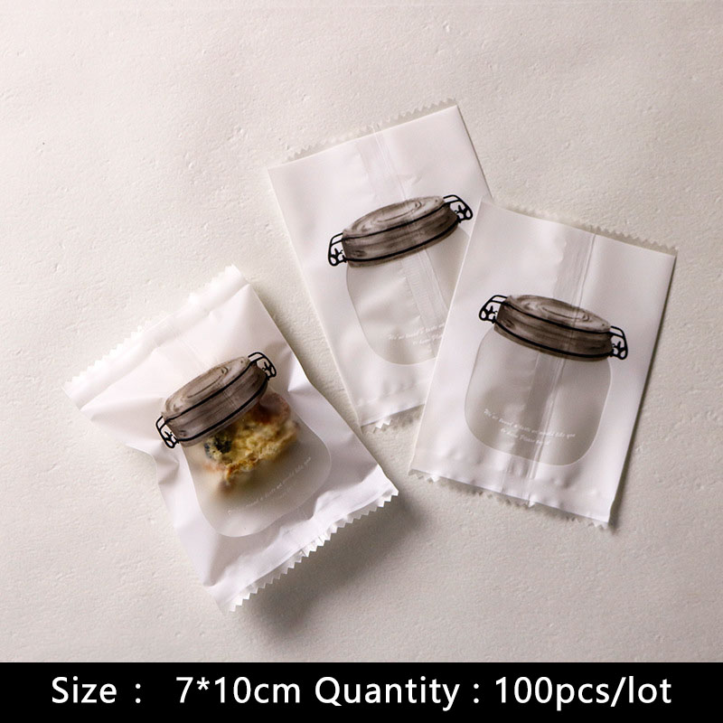 

100pcs/lot Cookies Plastic Packaging Gift Bag Simple Pure White Hollow Transparent Sugar Jar Wedding Party Handmade Biscuit Pack