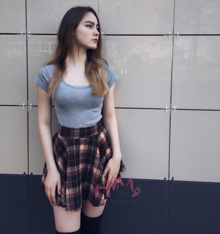 

2020 Japan Women' Winter Woolen Skirt Party High Waist College Style Lattice Tutu Skirt 5 Colors Pleated Plaid For Lady, Black