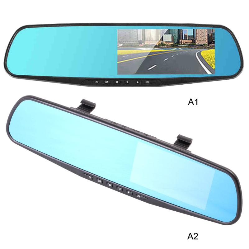 

1080P HD 4.3" LCD Display Ultra Wide Angle Front Rear Camera Dual Recording Driving Recorder On Rear View Mirror car dvr