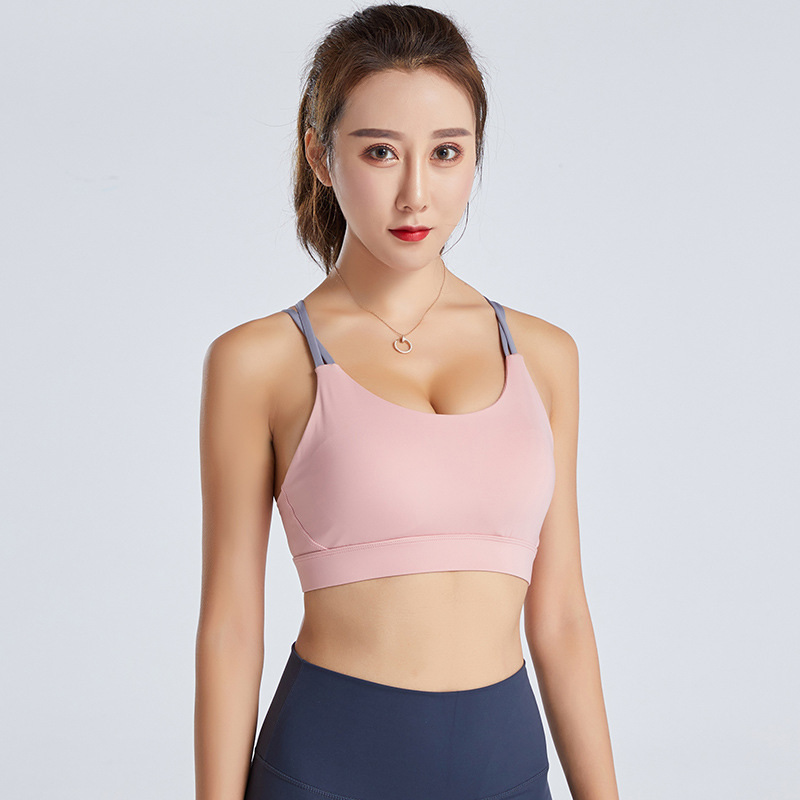 

Sports Underwear Womens Running -resistant Push up Stereotypes Yoga Beauty Back Vest Fitness Bra /30, Grey pink