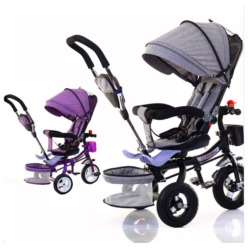 

Baby Tricycle Folding Bicycle Three Wheel Baby Bike Stroller Swivel Seat Carriage Pushchair Buggy Pram for Kids Trolley
