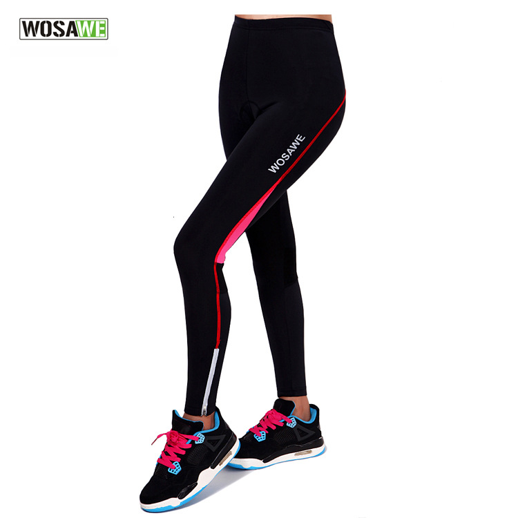 

WOSAWE Cycling Pants Bicycle Tights Sportswear Women Bike Riding Cycling Clothing Padded Tight Pants Trousers Ciclismo Bicicleta, Black red