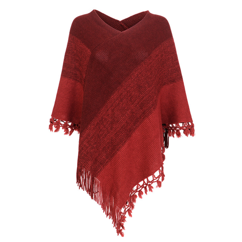

New Woman Fashion Poncho Cotton Scarf Lady Shawl Color Stitching Poncho For Woman Pullover
