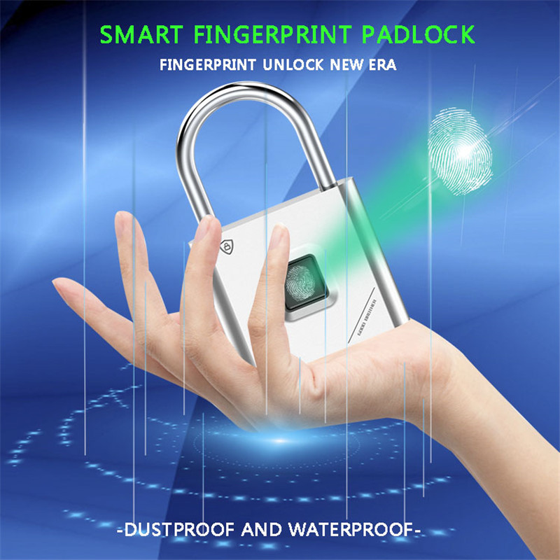 

Fingerprint Lock Smart Padlock Thumbprint Door Padlocks Portable Anti-Theft Fingerprint Lock for Bag Drawer Suitcase