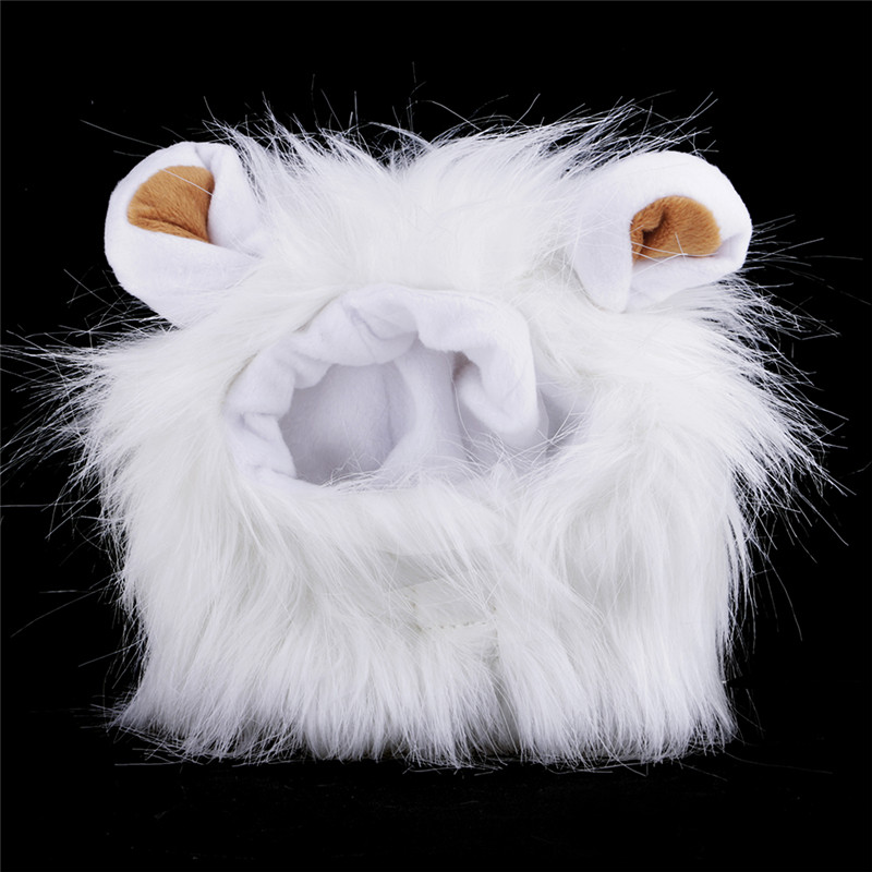 

Fancy Pet Dog Hat Costume Lion Mane Wig For Cat Halloween Dress Up With Ears New, White