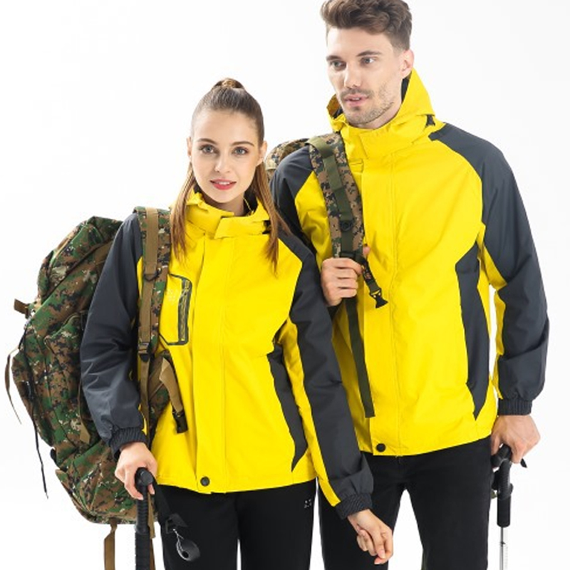 

2020 Spring Autumn Mens Women Softshell Hiking Jackets Male Outdoor Camping Climbing Coat for Waterproof Windproof, Yellow