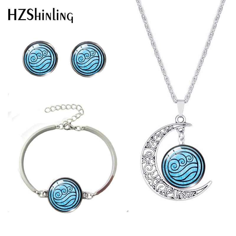 

2020 Hot Summer Avatar The Last Airbender Kingdom Jewelry Air Pendant Glass Dome Jewelry Necklace Earrings Bracelet, As pic