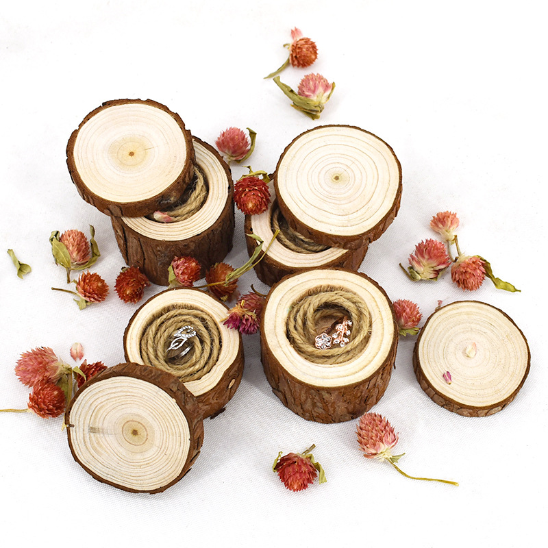 

Natural Wooden Wedding Ring Box Rustic Wood Ring Box Wooden Holder Wedding Bearer DIY Jewelry Storage