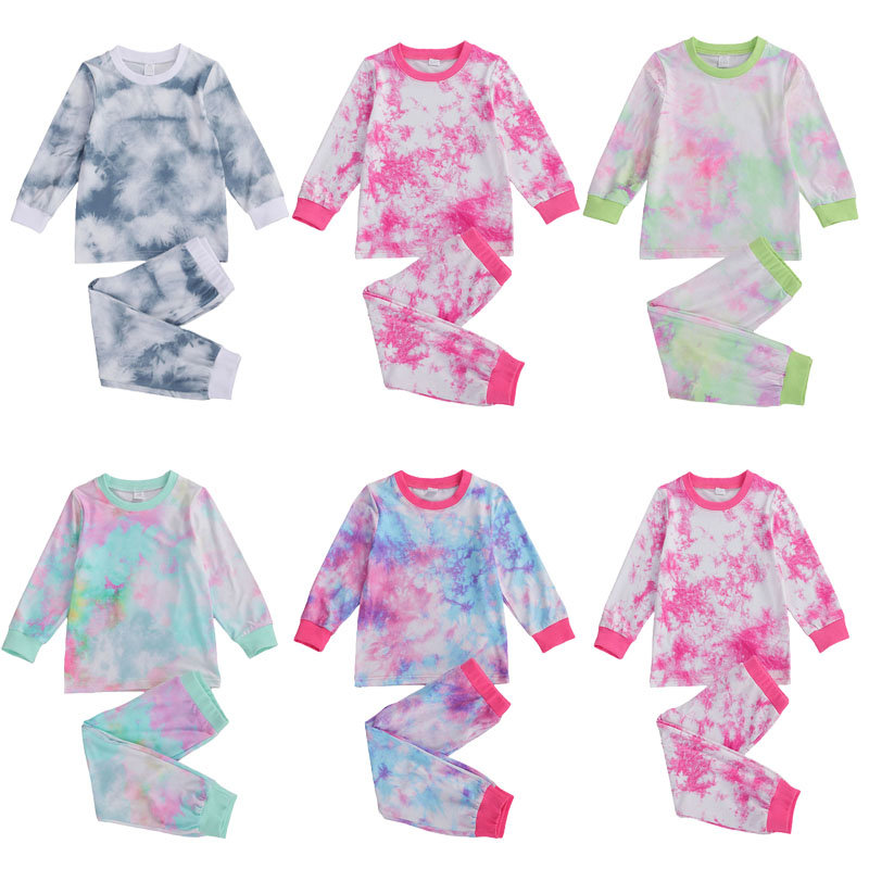 

3-7Years Spring Autumn Soft Cotton Children Pajama Sets Boys Girls Colorful Print Long Sleeve Tops+Pants 5 Colors Kid Sleepwear
