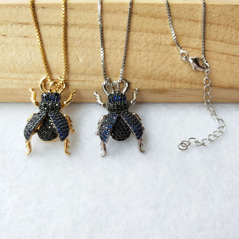 

6 Pieces Micro Pave hot pink CZ zircon Lucanidae Insect charm Pendant Jewelry Findings DIY necklace for Women 363