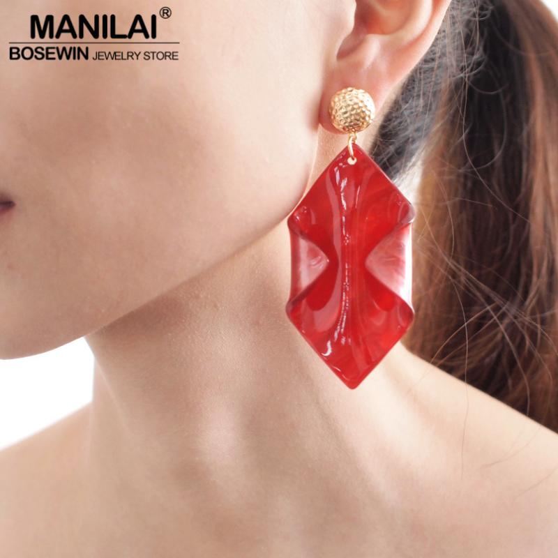 

MANILAI Trend Acrylic Geometric Dangle Earrings For Women Korea Fashion Statement Earring Female Gift Jewelry