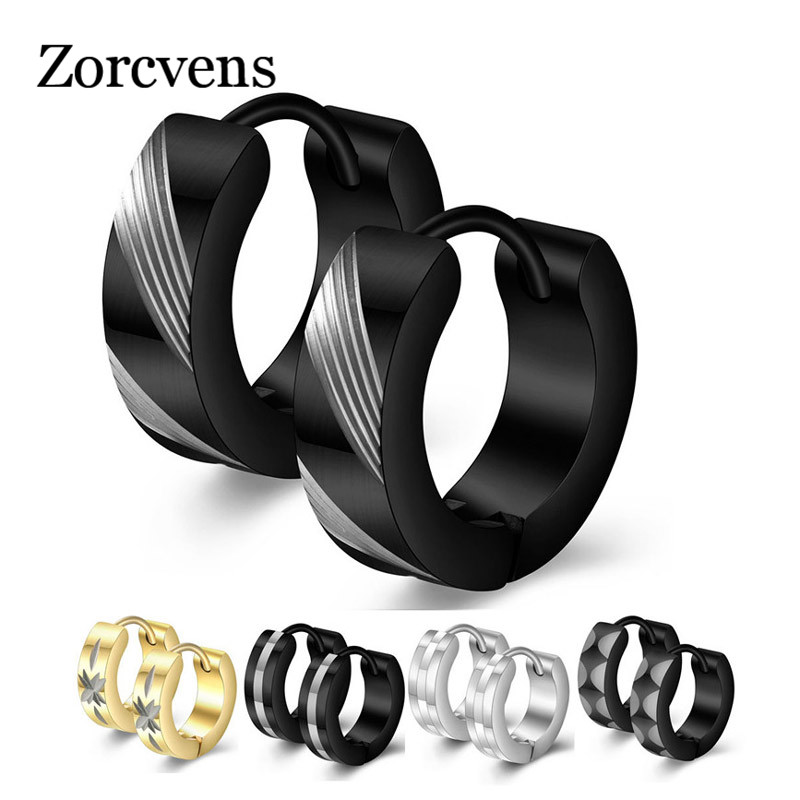 

Modyle 2020 New Black Gold Sliver Color Small Flower Hoop Earrings for Women Stainless Steel Modern Piercing Earrings