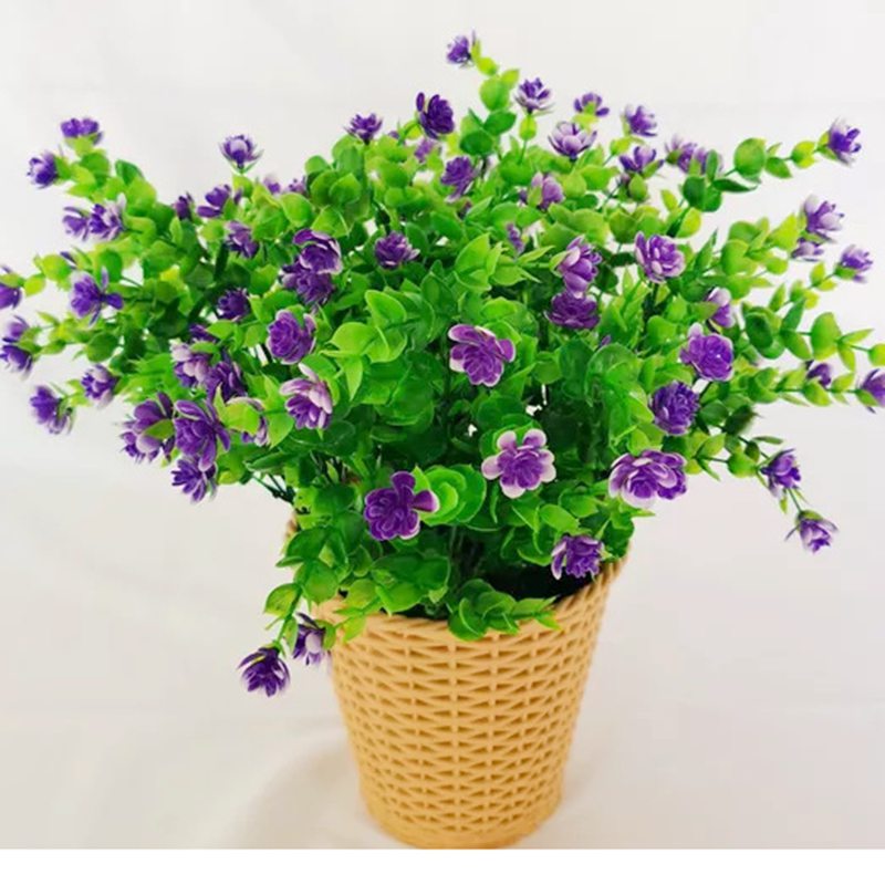 

Artificial Flowers Outdoor Plant Shrubs Boxwood Plastic Leaves Fake Bushes Greenery Window Home Yard Garden Wedding Decor, Purple