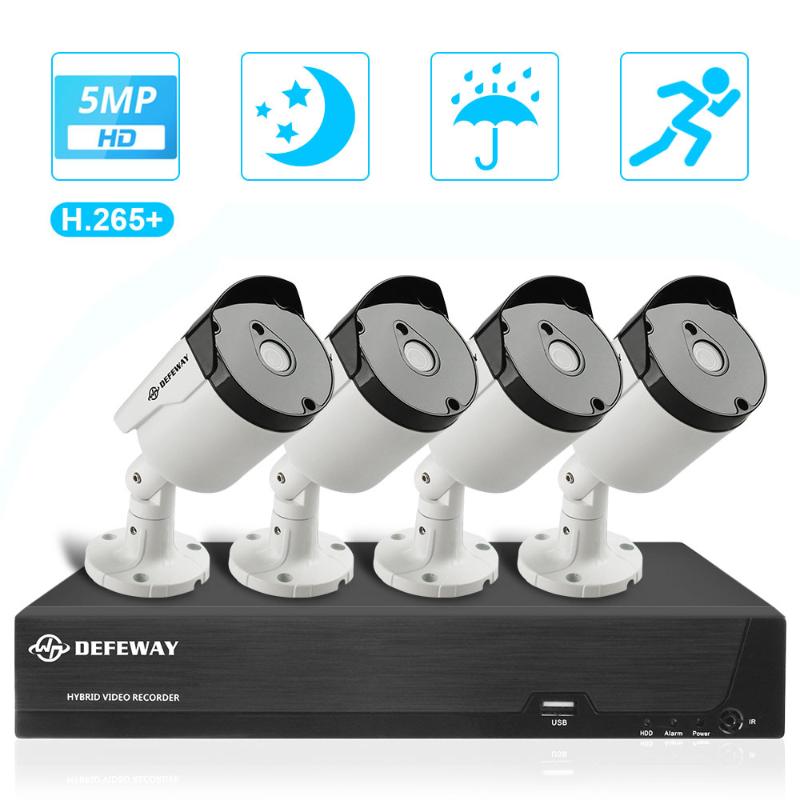 

DEFEWAY 4CH HD 5.0MP H.265+ Video Surveillance DVR Kit Outdoor CCTV Security Camera System 4PCS Waterproof Night Vision Cameras