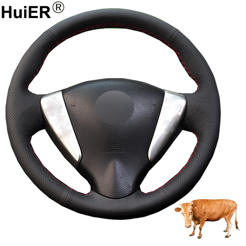 

Hand Sewing Car Steering Wheel Cover Top Cow Leather For Tiida Sylphy 2012-2020 Versa 2020-2020 Versa Note 2014 NV200
