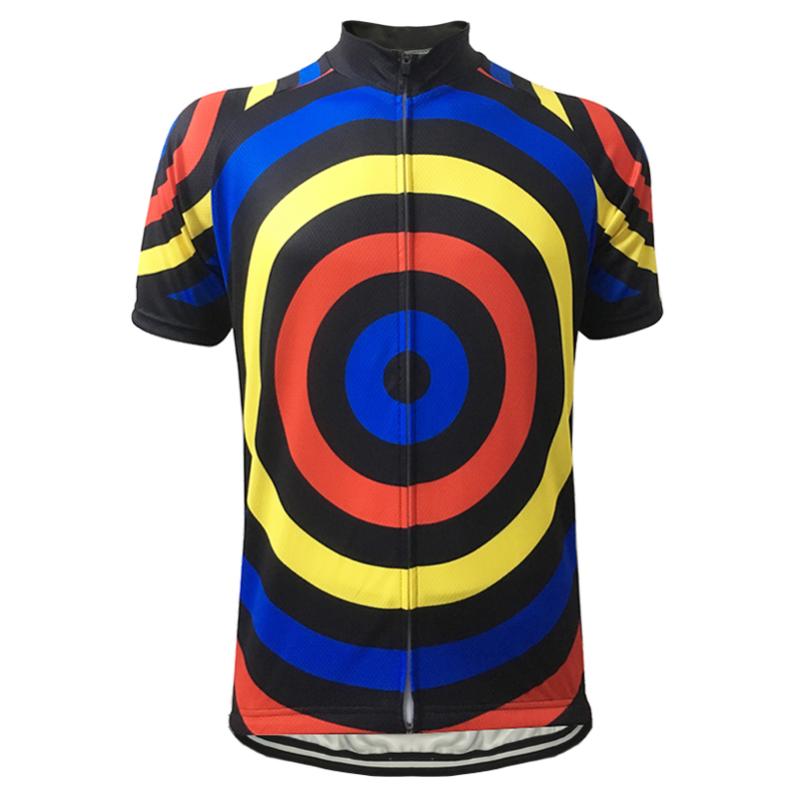 

HIRBGOD 2020 New Men's Cycling Jersey Blue Red Yellow Target Stripe Bike Clothing Breathable Short Sleeve Bike Shirt Tops,HI475