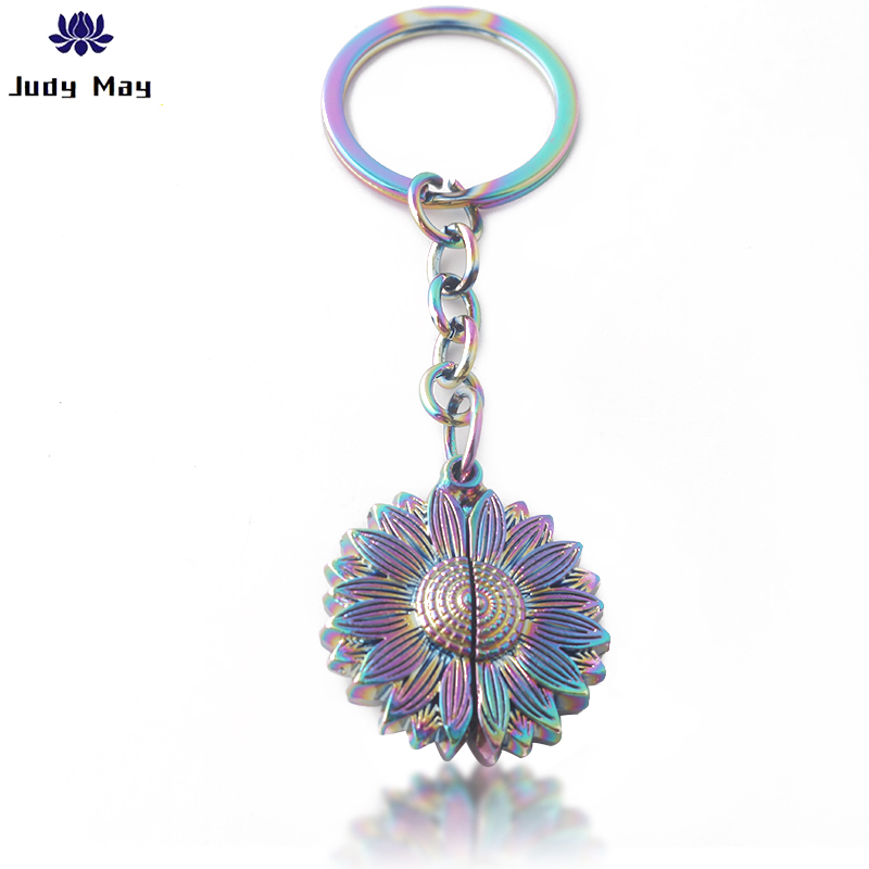 

Laser Sunflower Keychain You Are My Sunshine Open Locket Letter KeyChain Men Car Women Bag Accessories Jewelry Dropshipping