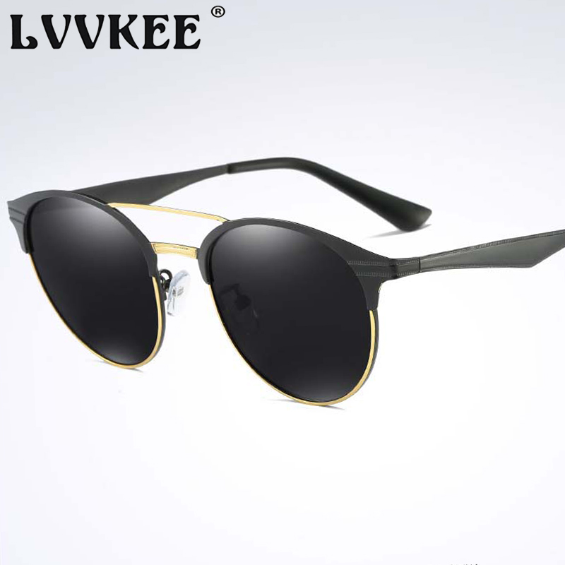 

LVVKEE 2020 Top Quality Polarized Sunglasses Men/Women retro Brand Half Frame Sun Glasses UV400 gafas feminino