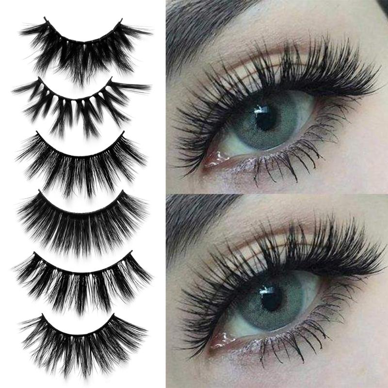 

3 Pairs/Box 3D Faux Mink Hair False Eyelashes Wispies Fluffies Eyelashes Handmade Cruelty-free Natural Long Eye Makeup Tools