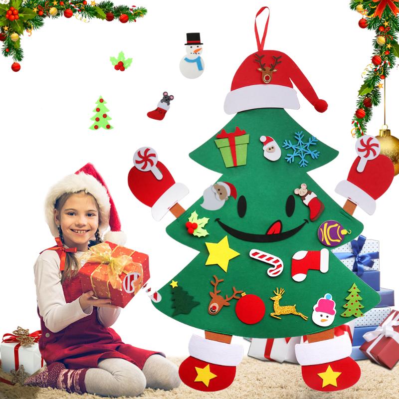 

Christmas Decorations DIY Felt Tree With Ornaments Xmas Family Wall Hanging Decoration Home Child Year Gift Artificial