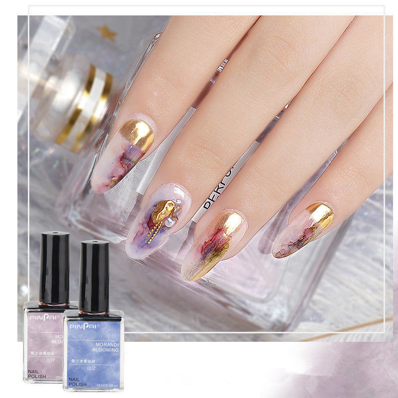 Morandi Colors Nail Polish Blooming Watercolor DIY Nail Gel Manicure Decor Salon Set Smoke Effect Bubble Varnish Manicure G378-image-578537610