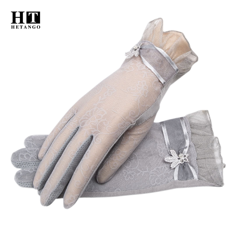 

New Women's Sunscreen Gloves Short Summer Fashion Lace Touch Screen UV Protection Outdoor Driving Anti-skid Thin Gloves Women