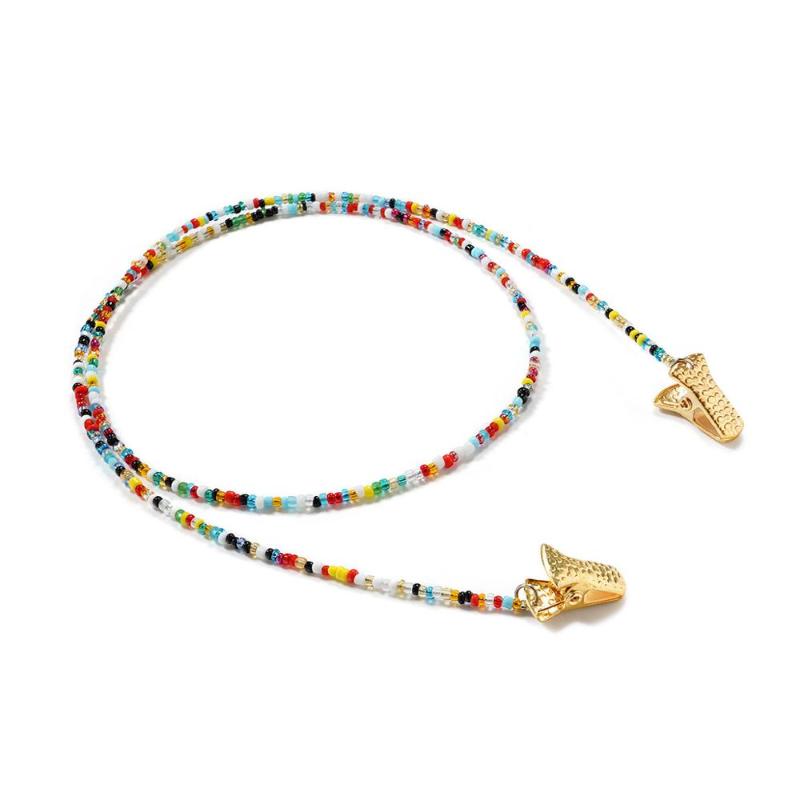 

Simple Gold Silver Snake Glasses Chain Clip Colorful Beaded Sunglasses Face Mask Clips Necklace Strap Eyewear Jewelry For Women