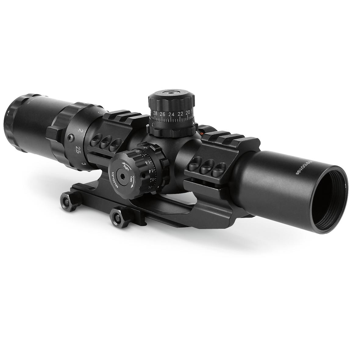 

Aimsports Scope 1.5-4X30 Tri-Illuminated Mil Dot Reticle or Arrow or 3/4 Circle Scope with Locking Turrets