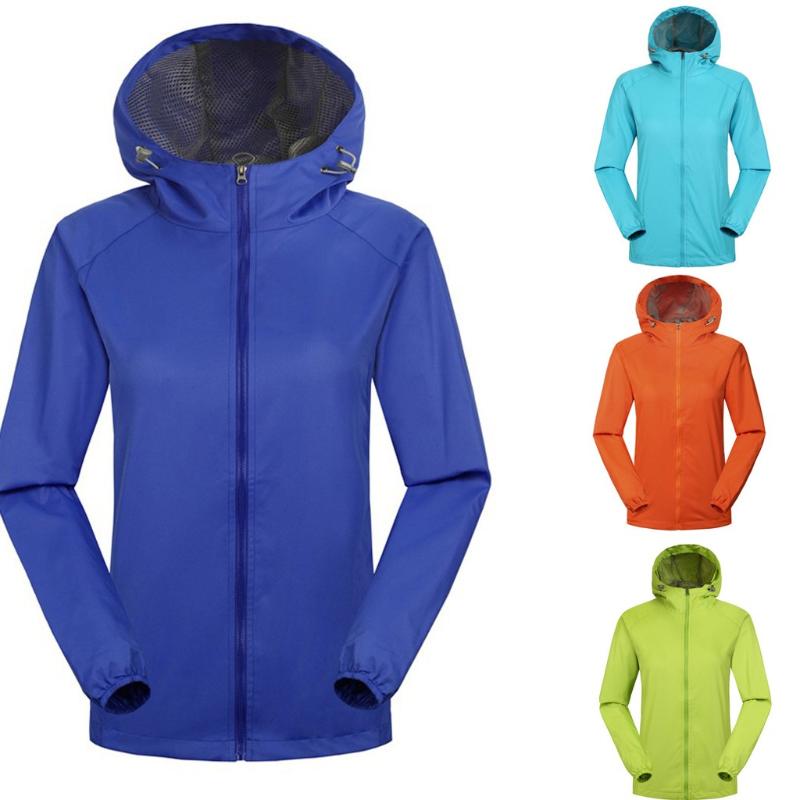 

Fashion Women Solid Rain Outdoor Plus Waterproof Hooded Raincoat Windproof Jacket Coat autumn hiking women waterproof jacket F, Blue