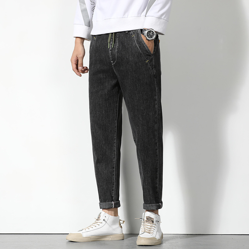 

2020 New Autumn Winter Men Jeans Pants Slim Fit Distressed Jeans Men Pencil Denim Pants Mens Cowboy Cloths Oversized 7XL, Black