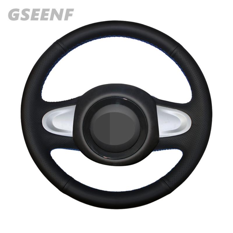 

Car Steering Wheel Cover For Mini Coupe 2013 (2-Spoke) Black Hand-stitched Artificial Leather DIY Steering Wheel Cover