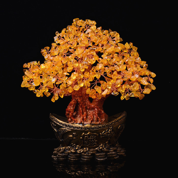 

Manufacturers Direct Selling Natural Citrine Lucky Tree Bonsai Ornament House Protection Decoration Cornucopia Taobao Hot Sellin