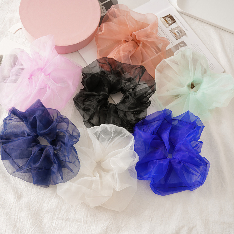 

Korea Chic Organza Hair Scrunchies Thin Mesh Hair Tie Rope Elastic Bands Oversized Ring Solid Accessories